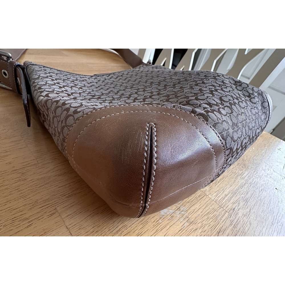 Y2K Coach Soho Signature Jacquard Flap Crossbody Bag Brown Canvas Leather READ - Picture 8 of 16